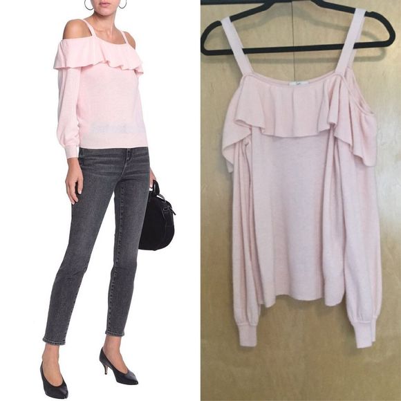 JOIE Delbin cold-shoulder ruffled cashmere sweater - Picture 3 of 10